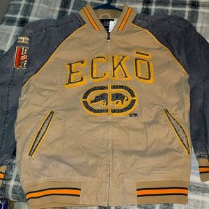 Ecko UNLTD Vintage Denim Varsity / Bomber Jacket